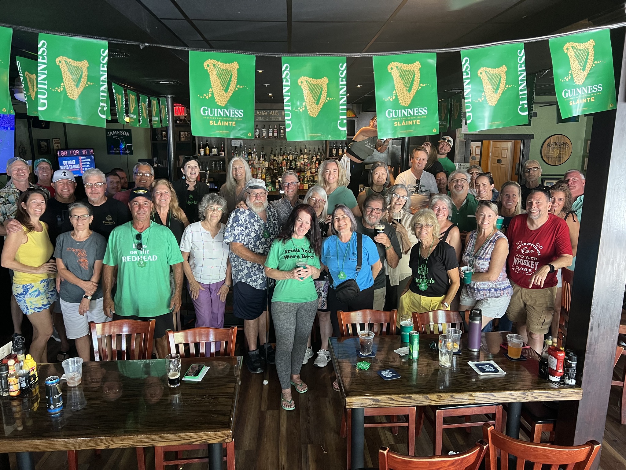 Friends celebrating at Flanagan's Irish Pub